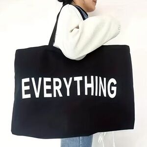 Canvas Large Everyday Beach Travel Tote Bag Black